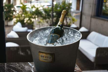 <span><span><span>champagne bucket at the Hotel Le Montbrillant in the centre of Geneva</span></span></span>